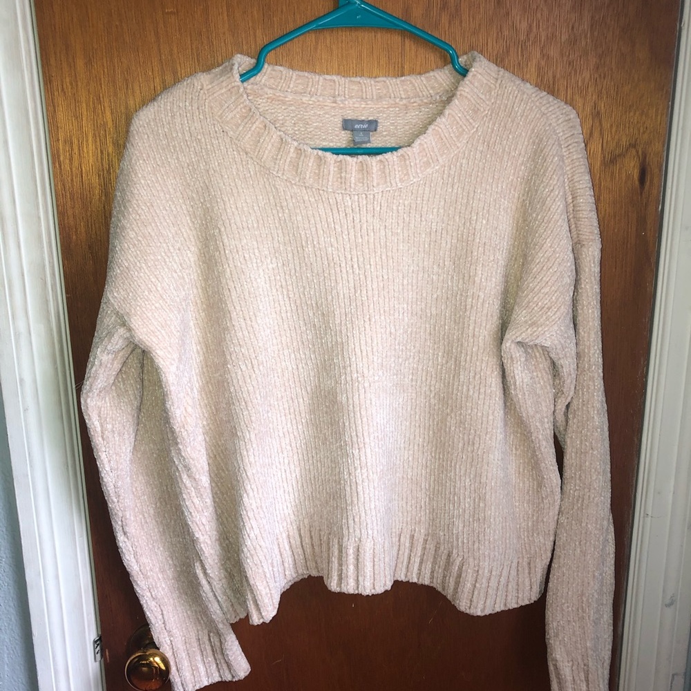 White chenille sweater